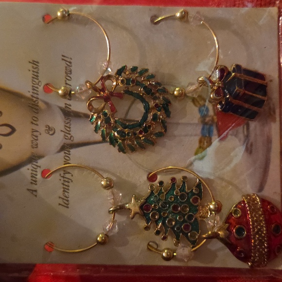 Vintage 90s New 2 set wine glass charms 8 pcs - Picture 8 of 8